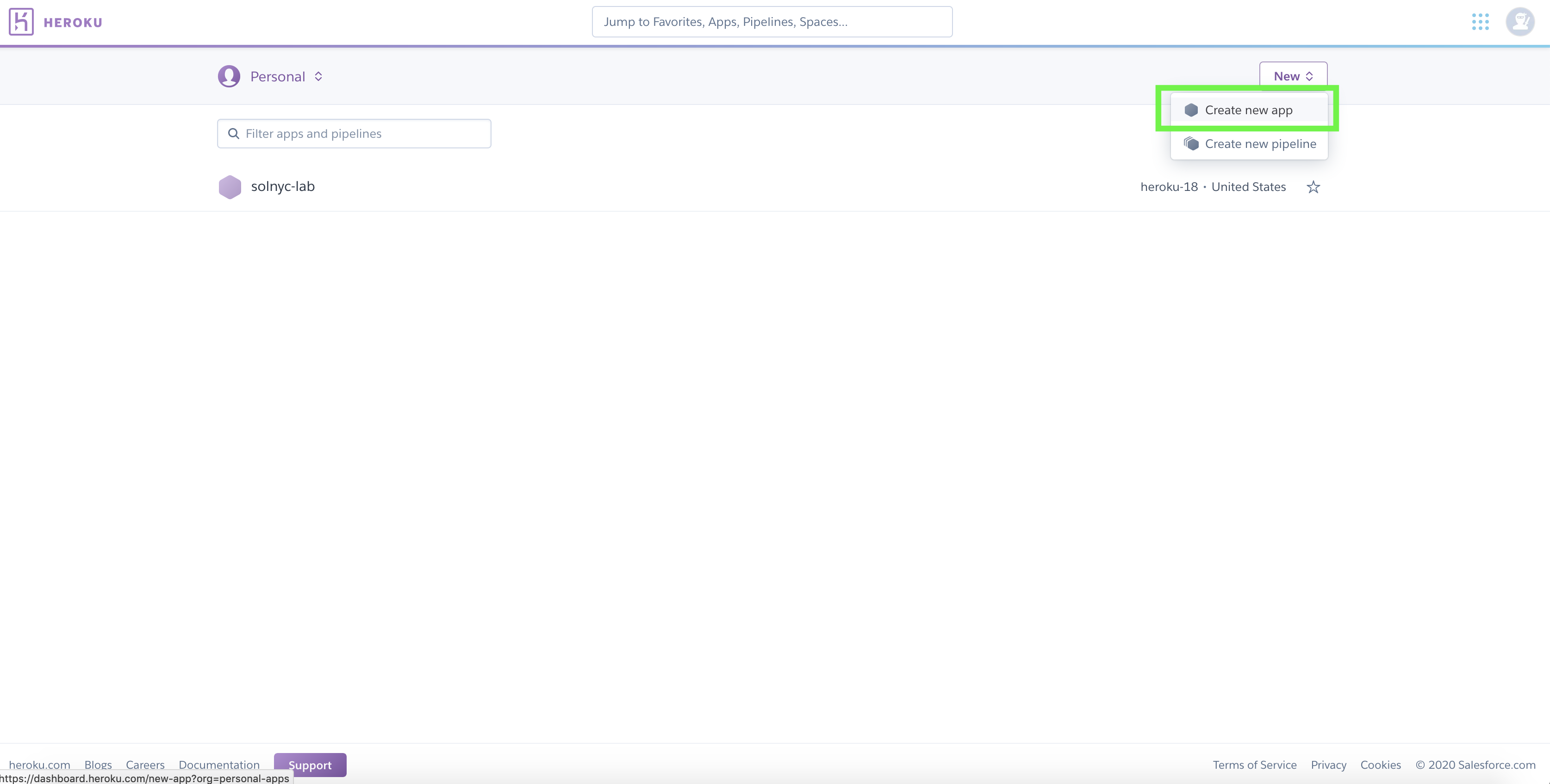Create App Heroku